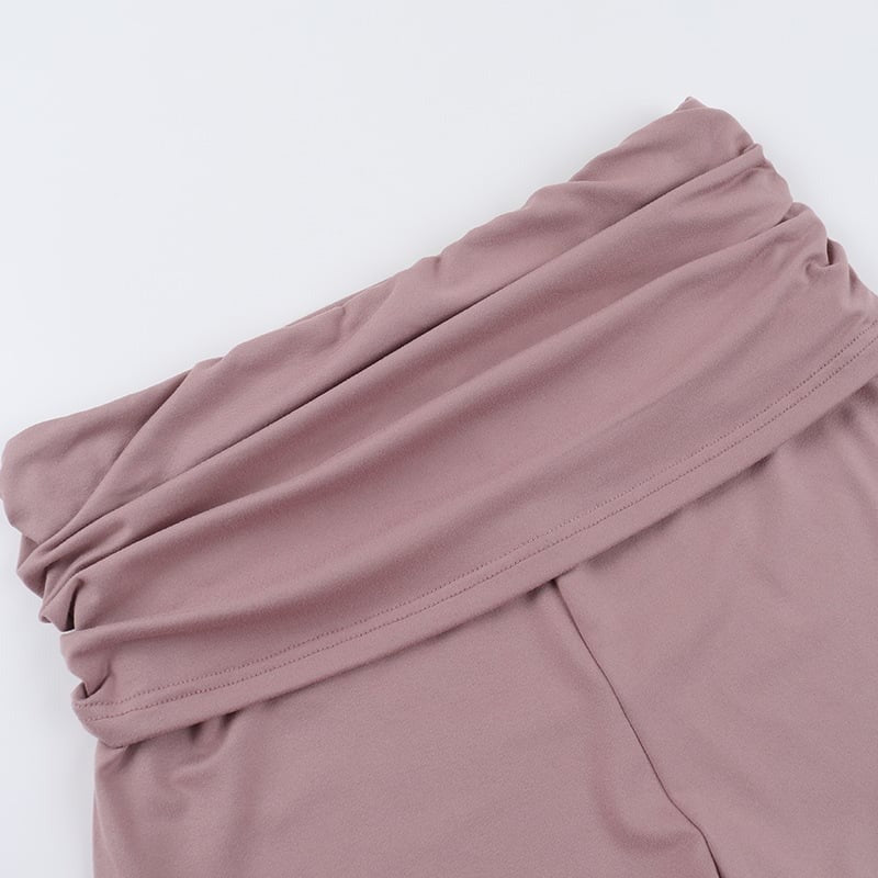 Sexy Off-shoulder Cropped Top & Gathered Shorts Yoga Set