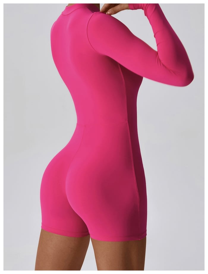 BREEHER Upright Collar Zipper Highly Elastic Jumpsuit
