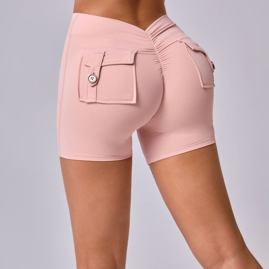 Back V Cargo Pocket Hip-lifting Peach Hip Fitness Yoga Shorts