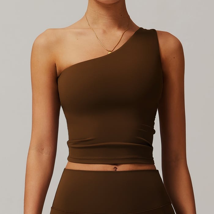 BREEHER One Shoulder Patchwork Vest Seamless Sports Bras