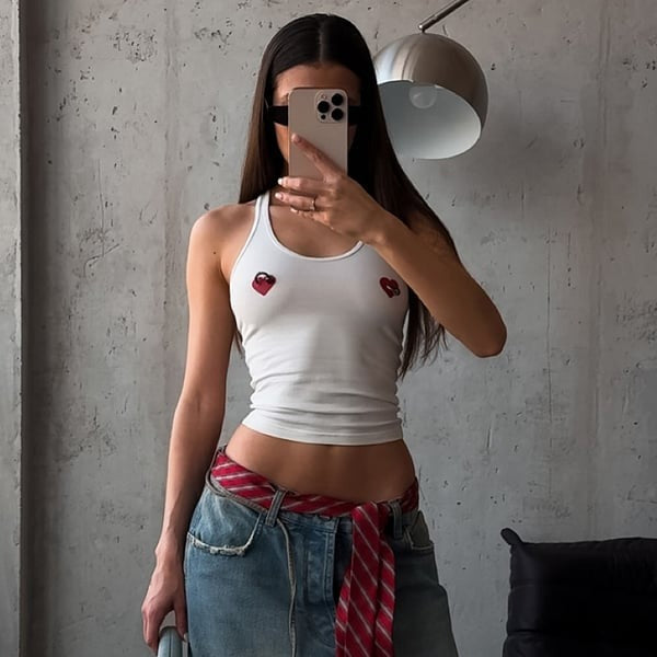 Sexy Love Lock Decorated Vest Tops