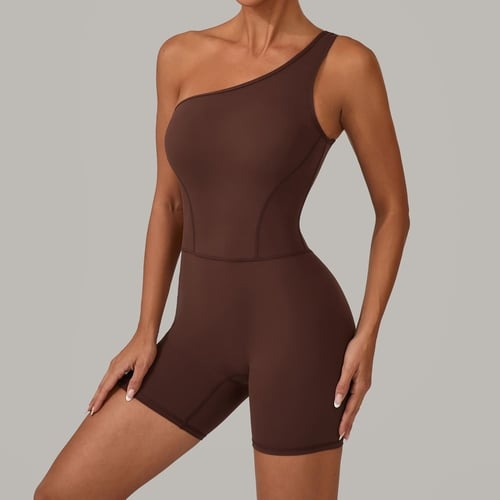 Solid Color Off-shoulder Yoga Jumpsuit