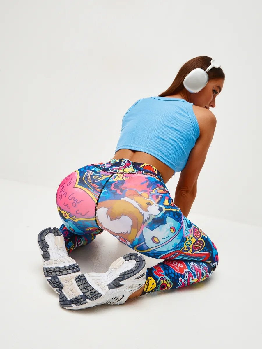 BREEHER High Waisted Printed Butt Lifting Fitness Leggings