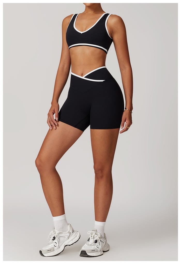 BREEHER Color Clash Vest Hip Lifting Shorts Two Piece Set Sports Suits