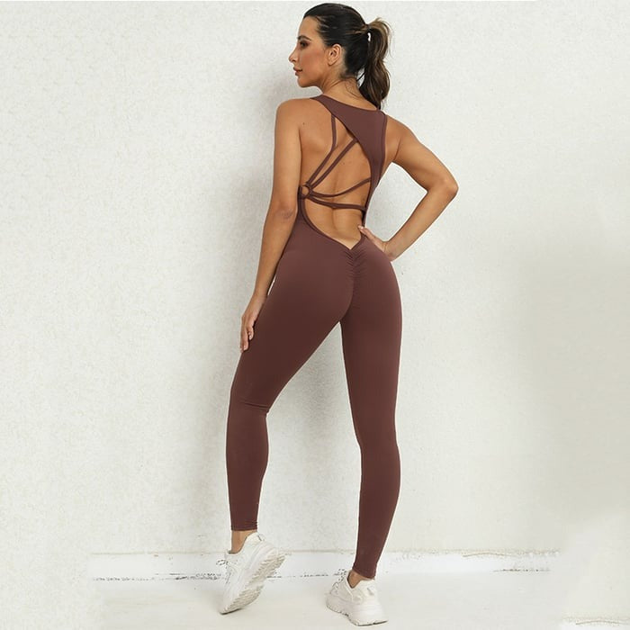 BREEHER Women Backless Sports Yoga Quick-drying Fitness Jumpsuit