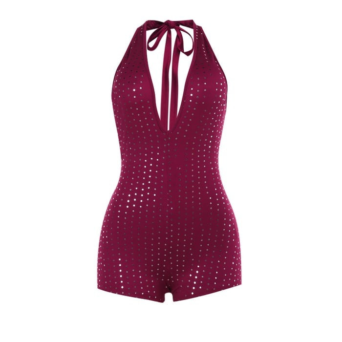 Sexy Diamond Deep V Neck Halterneck Hip Lift Jumpsuit
