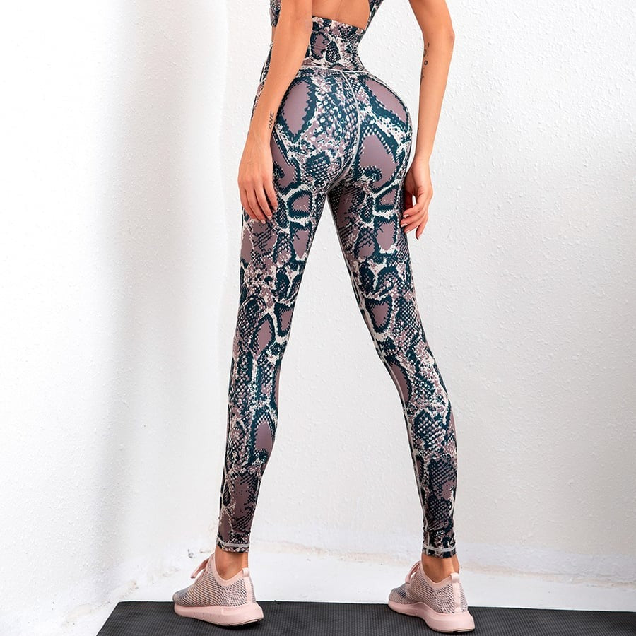 Sexy Snake Print Peach Hip Lift Yoga Leggings
