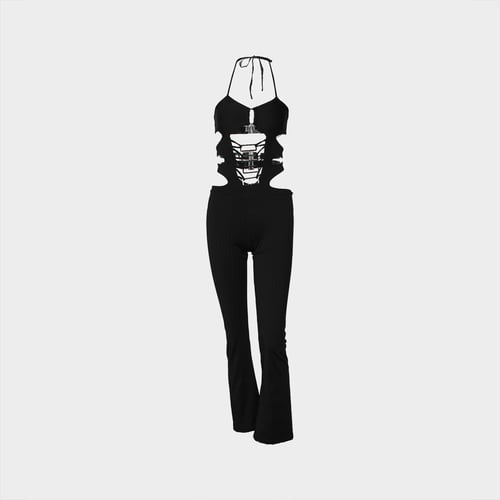 Sexy Black Hollowout Jumpsuit