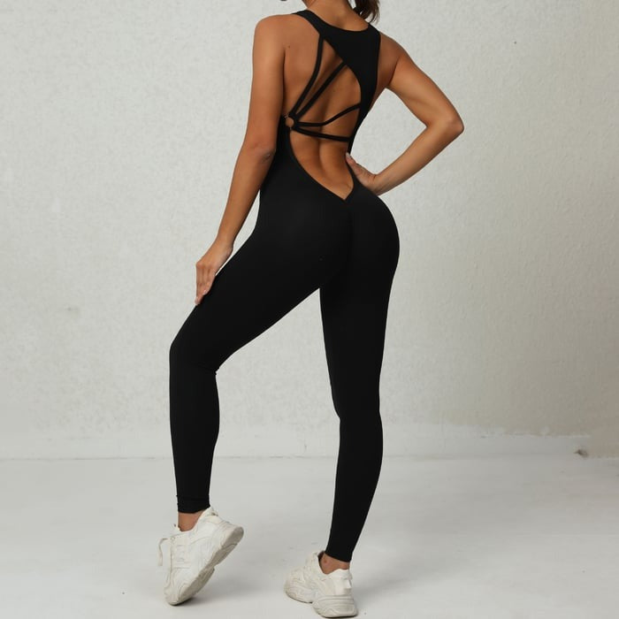 BREEHER Women Backless Sports Yoga Quick-drying Fitness Jumpsuit