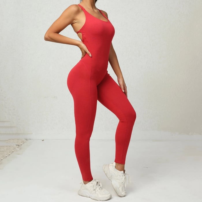BREEHER Women's Backless Sports Yoga Fitness Jumpsuit