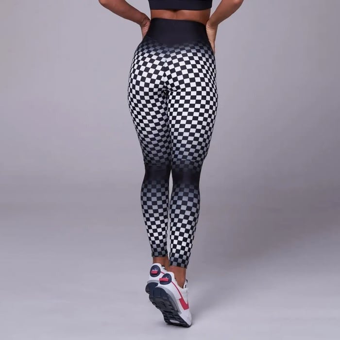 BREEHER Female Gradient Checke Printed Hip Lift Leggings