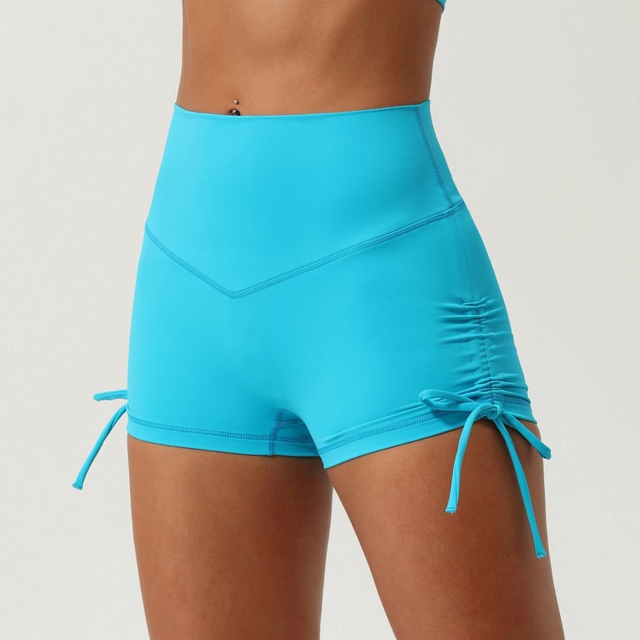Pleated Drawstring Yoga V-Shaped Hip-Lifting Fitness Shorts
