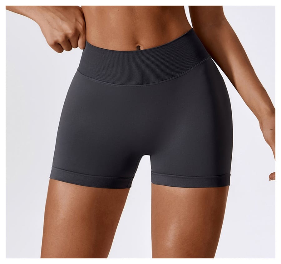 BREEHER V Waist Ruched Hip Lifting Quick Drying Shorts