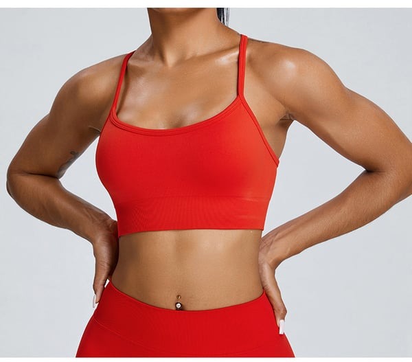 Sexy Backless Hollow Cross Strap Yoga Top With Chest Pads