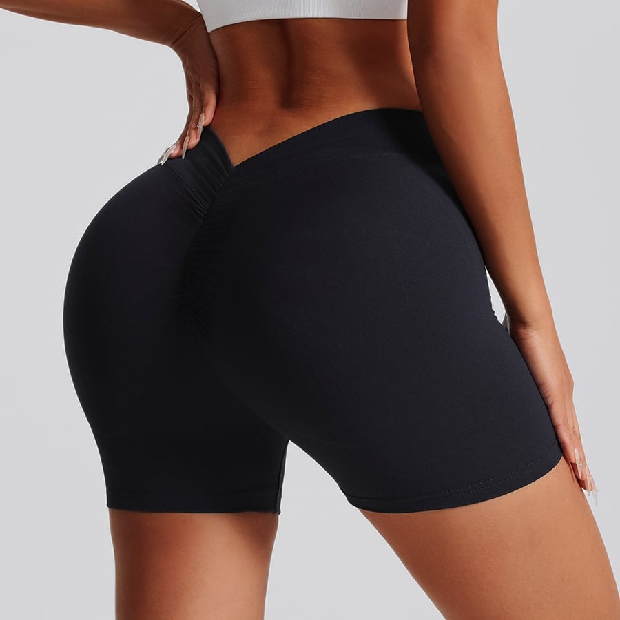 Back V High Waist Hip Lifting Yoga Shorts