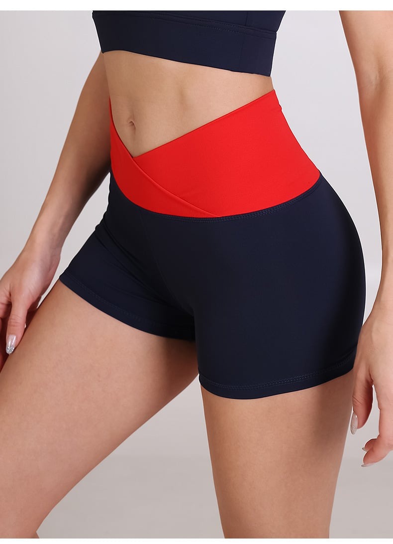 Female Color Blocking Fitness Shorts