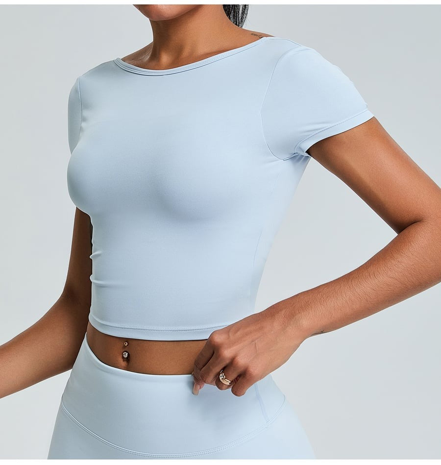 Sexy Backless Short-sleeved Yoga Sports Tops