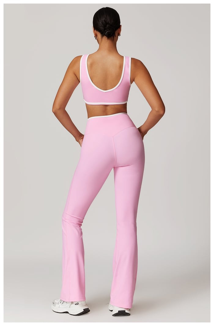 BREEHER Color Clash Bras Hip Lifting Leggings Two Piece Set Sports Suits