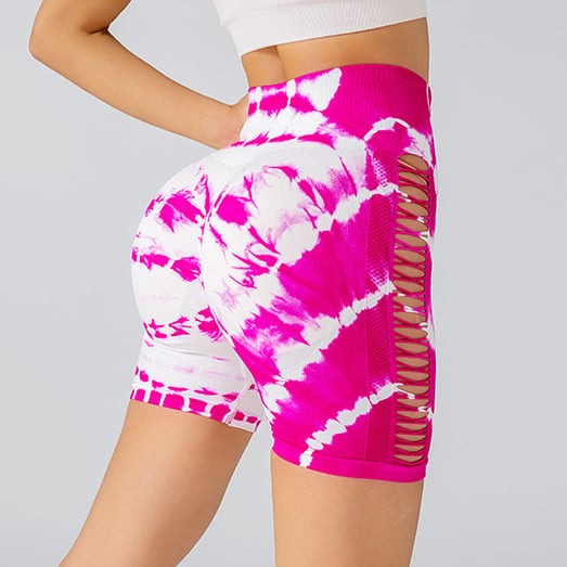 Hollow Gradient Color Hip-Lifting Yoga Shorts