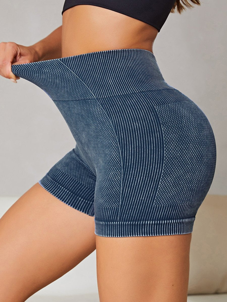 Washed High Waist Peach Hip Yoga Shorts