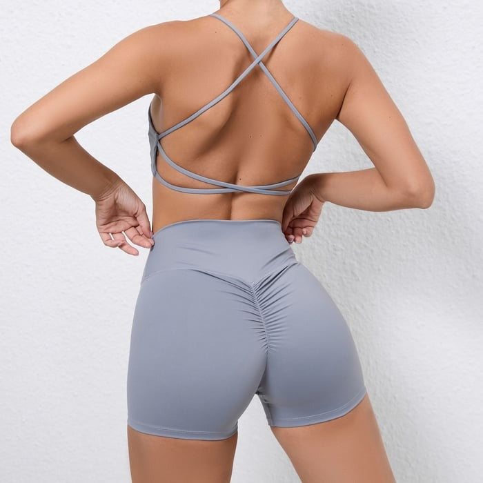 BREEHER Backless Shorts Two Piece Set Sports Suits