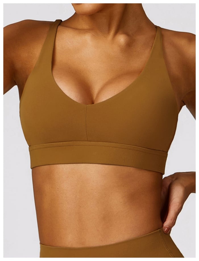 BREEHER U Neck Cross Straps Quick Drying Sports Bras