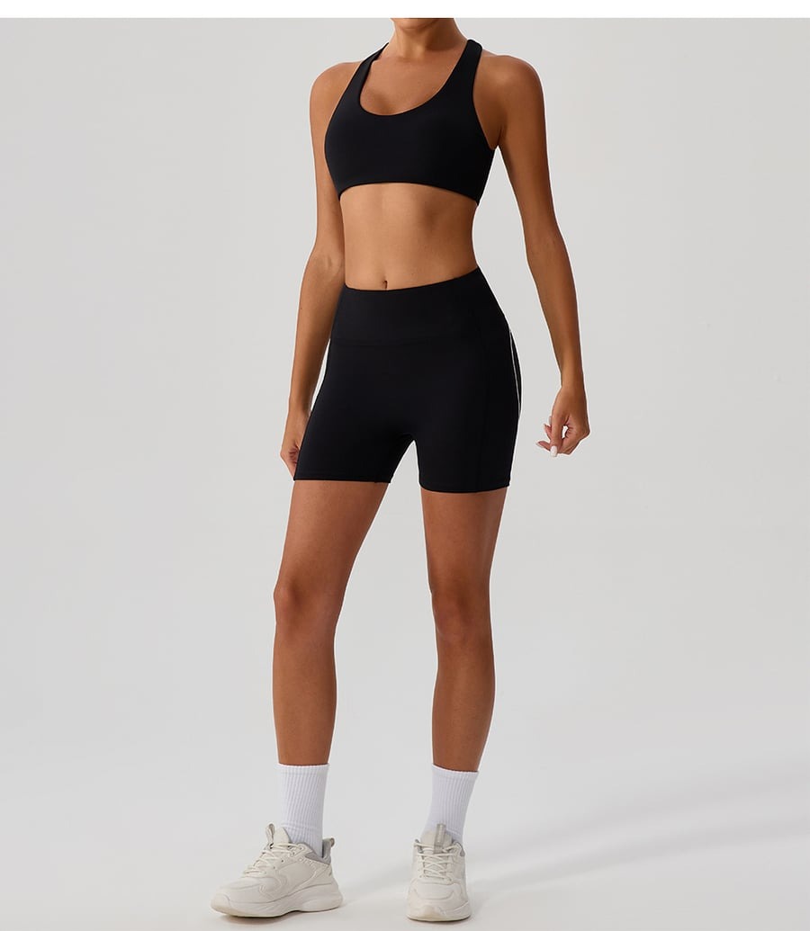 Heart Contrast Color High Waist Hip Lift Yoga Shorts