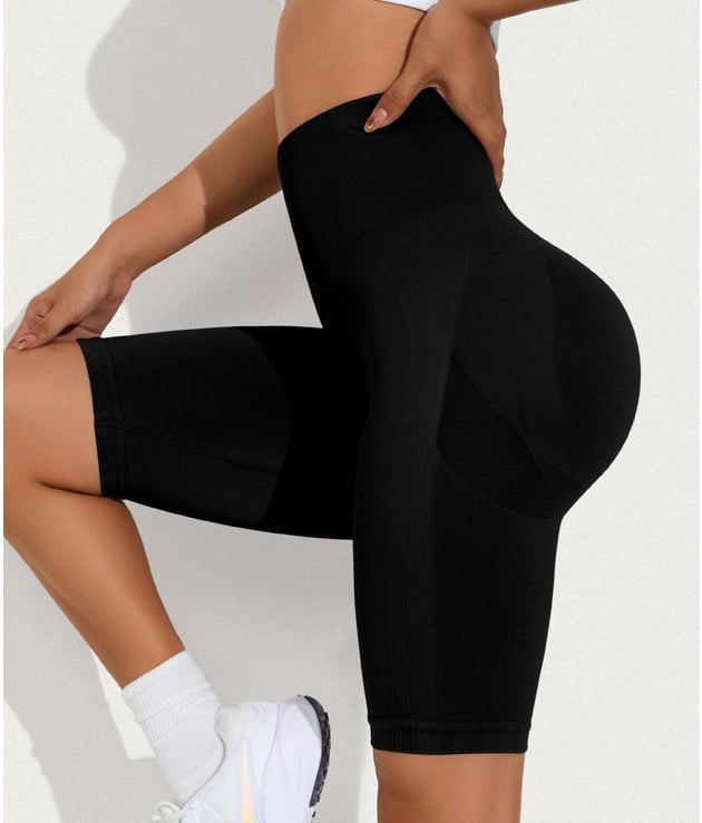Sexy Seamless High Waist Cycling "Black" Shorts