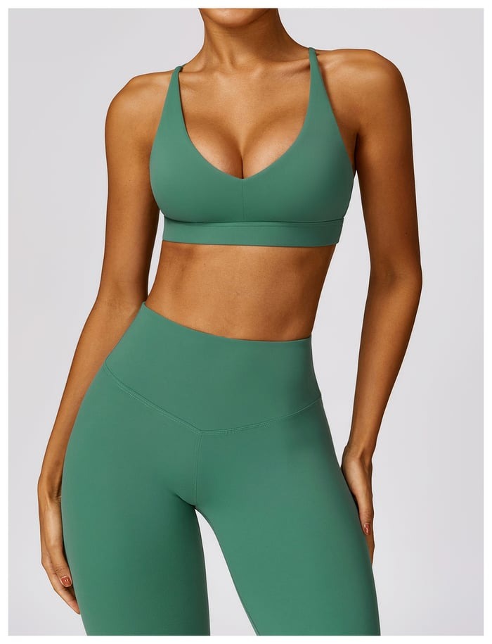 BREEHER U Neck Cross Straps Quick Drying Sports Bras