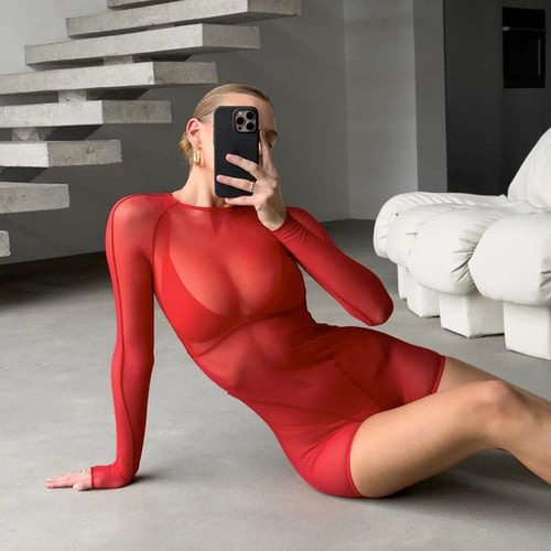 Sexy Mesh Backless Tight High Waist Jumpsuit
